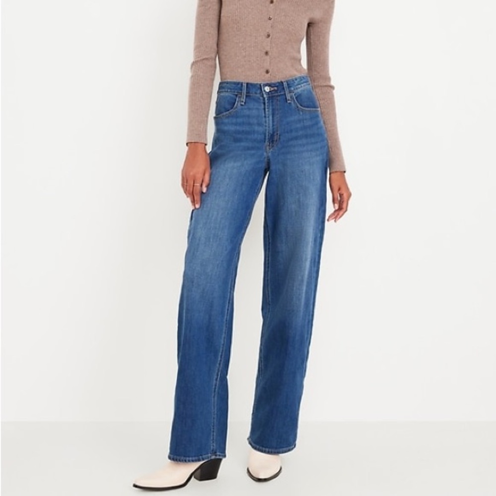 Old Navy High-Rise Wow Wide-Leg Jeans | Size 6 Tall | Medium Wash